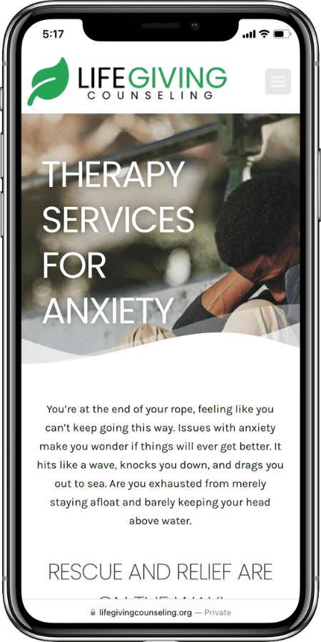 Life Giving Counseling mobile web design
