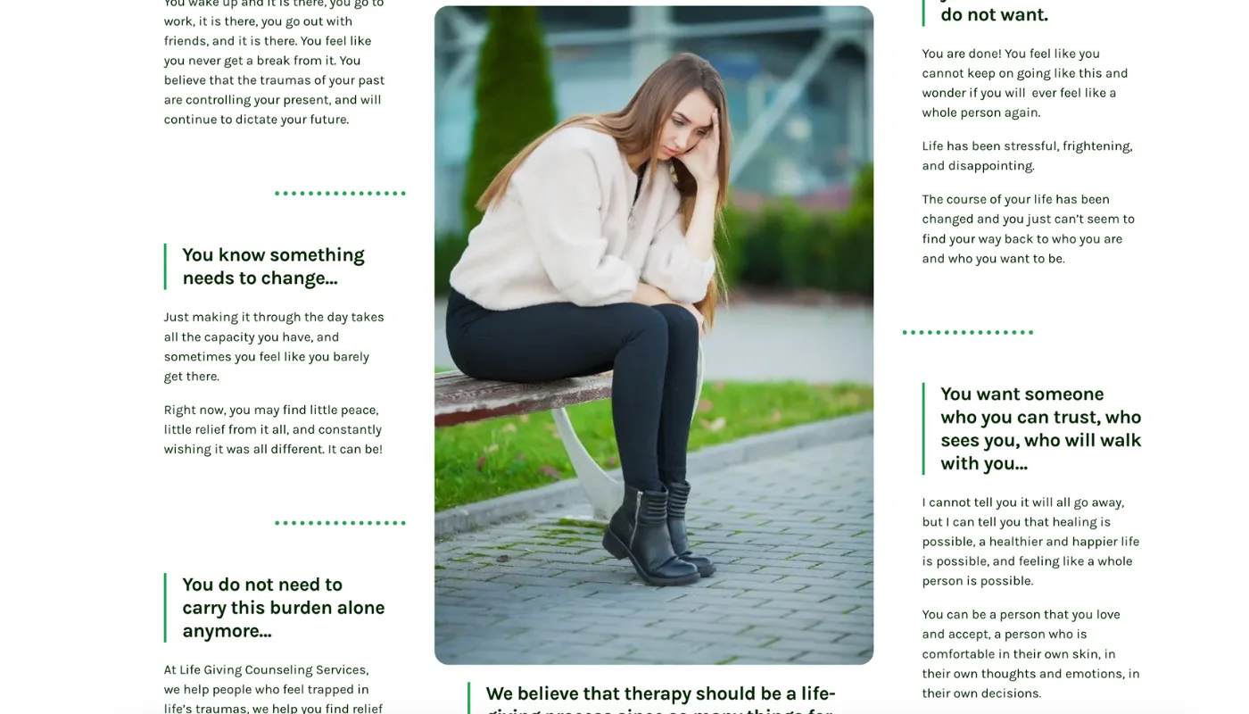 Life Giving Counseling Screenshot Unique Design