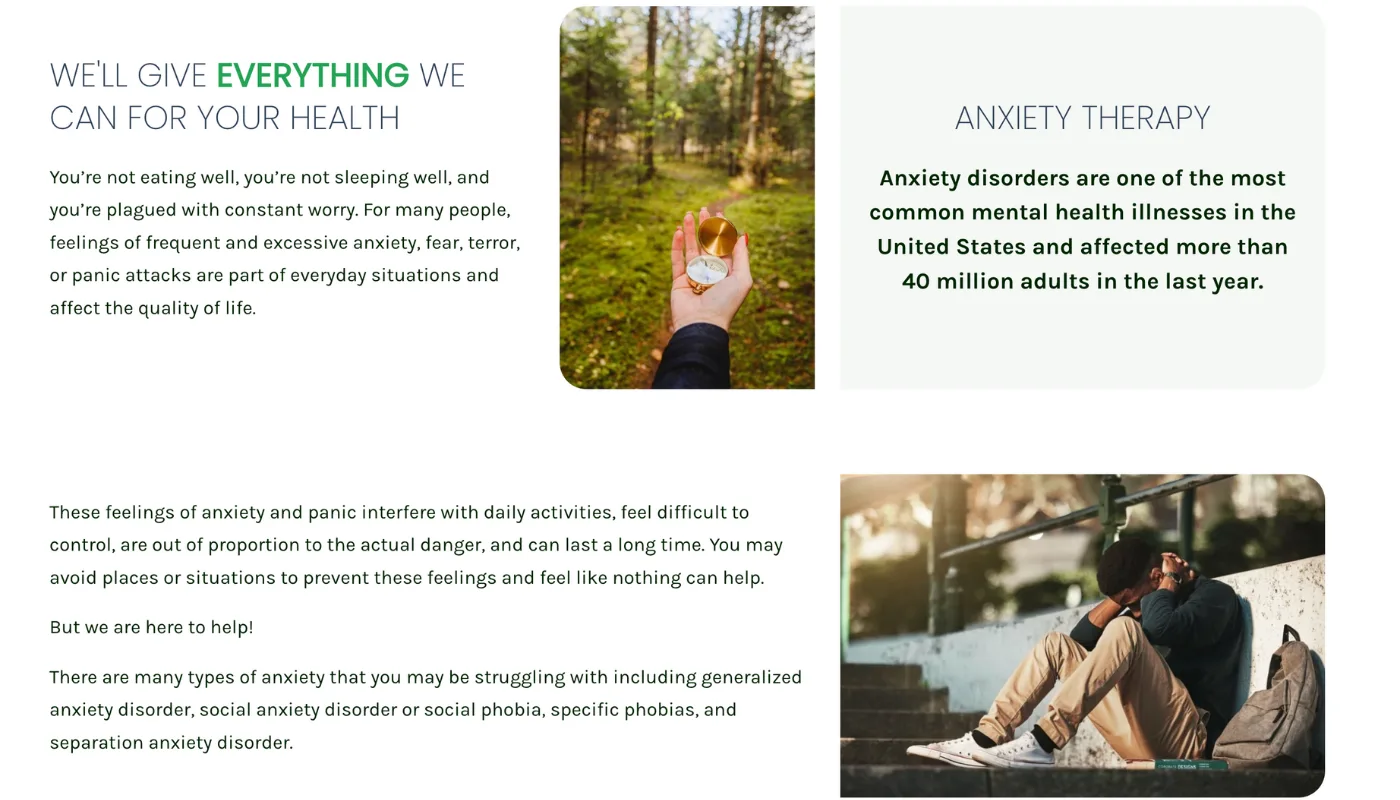 Life Giving Counseling Screenshot services for anxiety