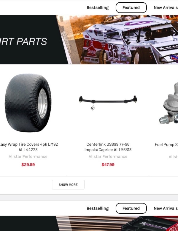 Racing Parts Ecommerce Website Design and Development