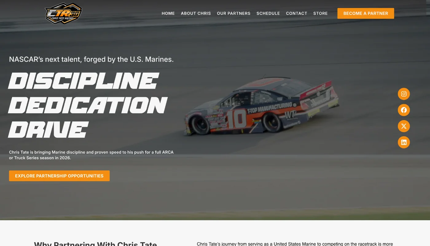 Chris Tate Screenshot Homepage