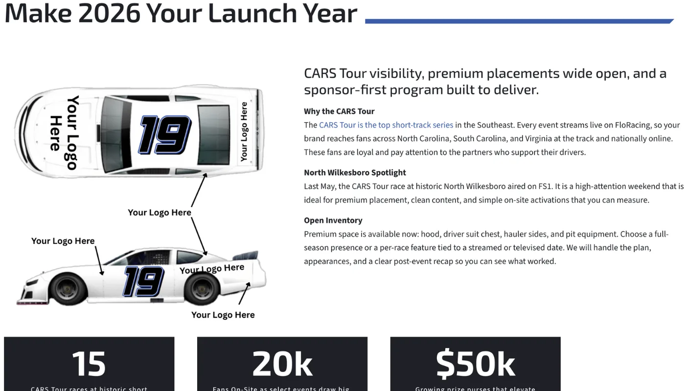 Kaeden Ballos Motorsports Screenshot Become a Sponsor