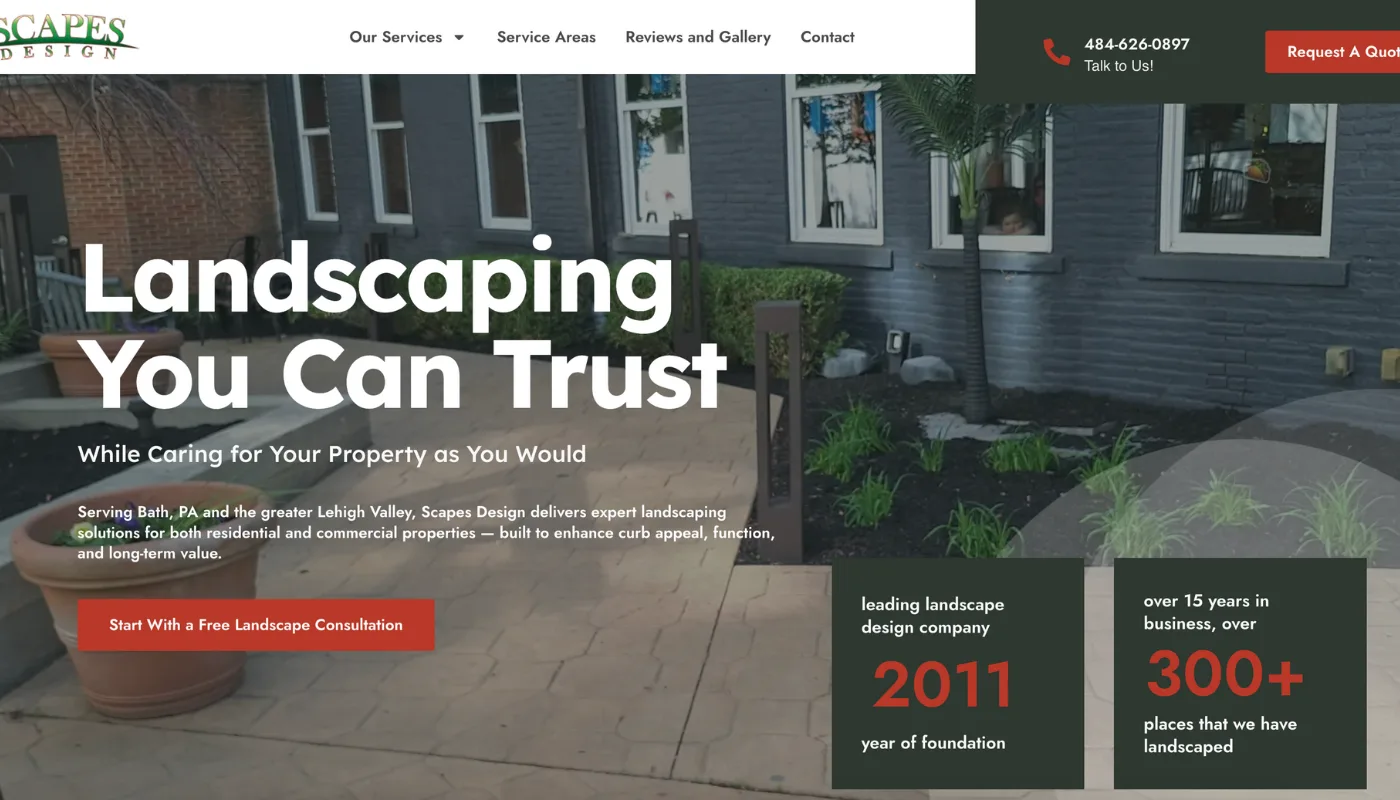 Scapes Design Screenshot Homepage Hero