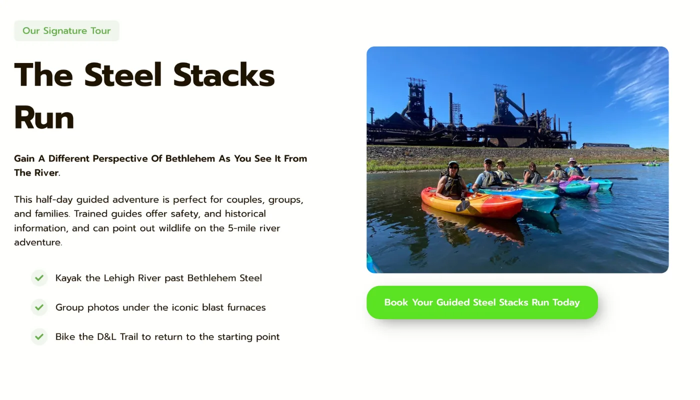 Bethlehem River Tours Screenshot Primary Kayak Tour