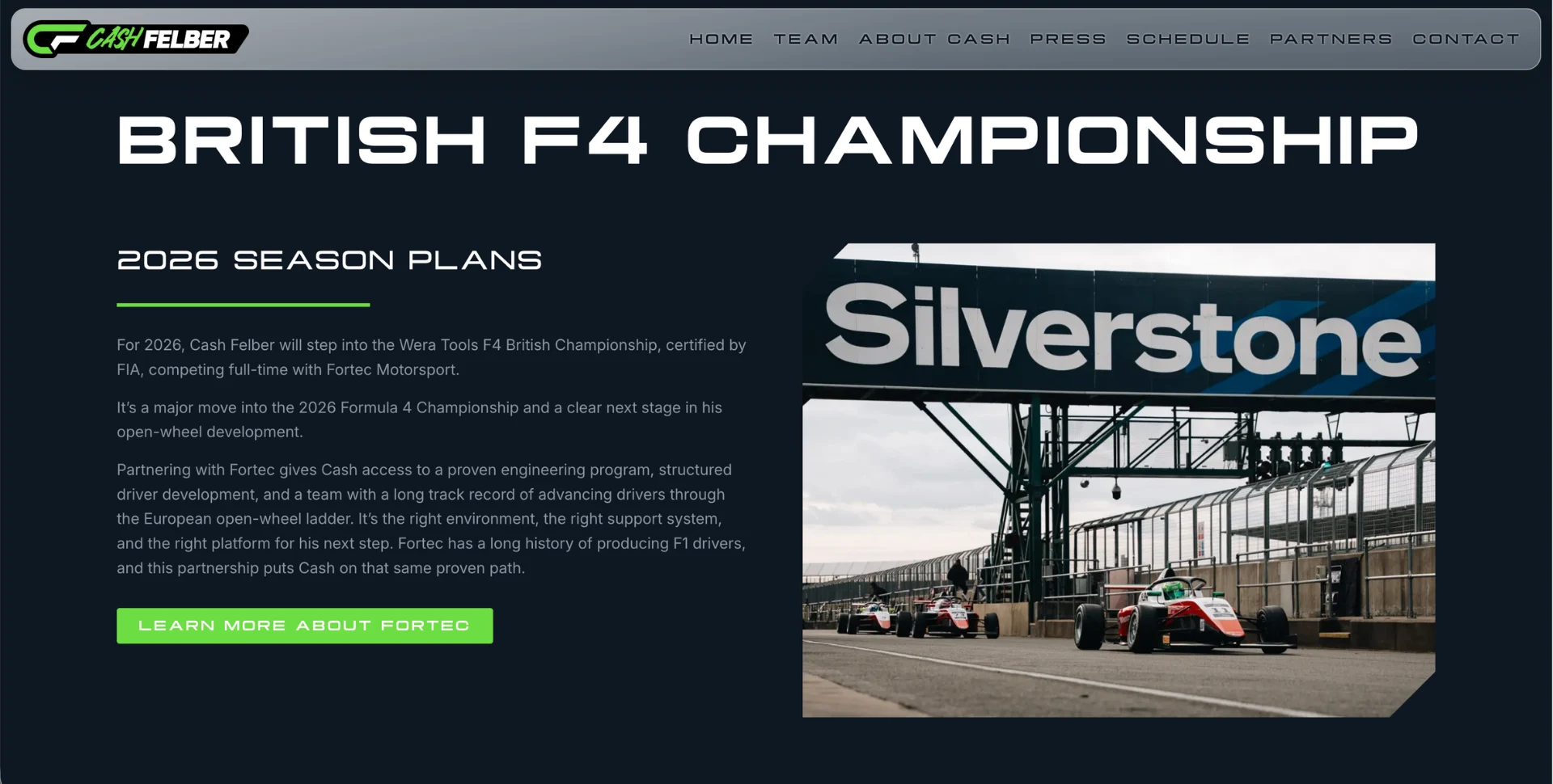Cash Felber F4 Driver British Championship