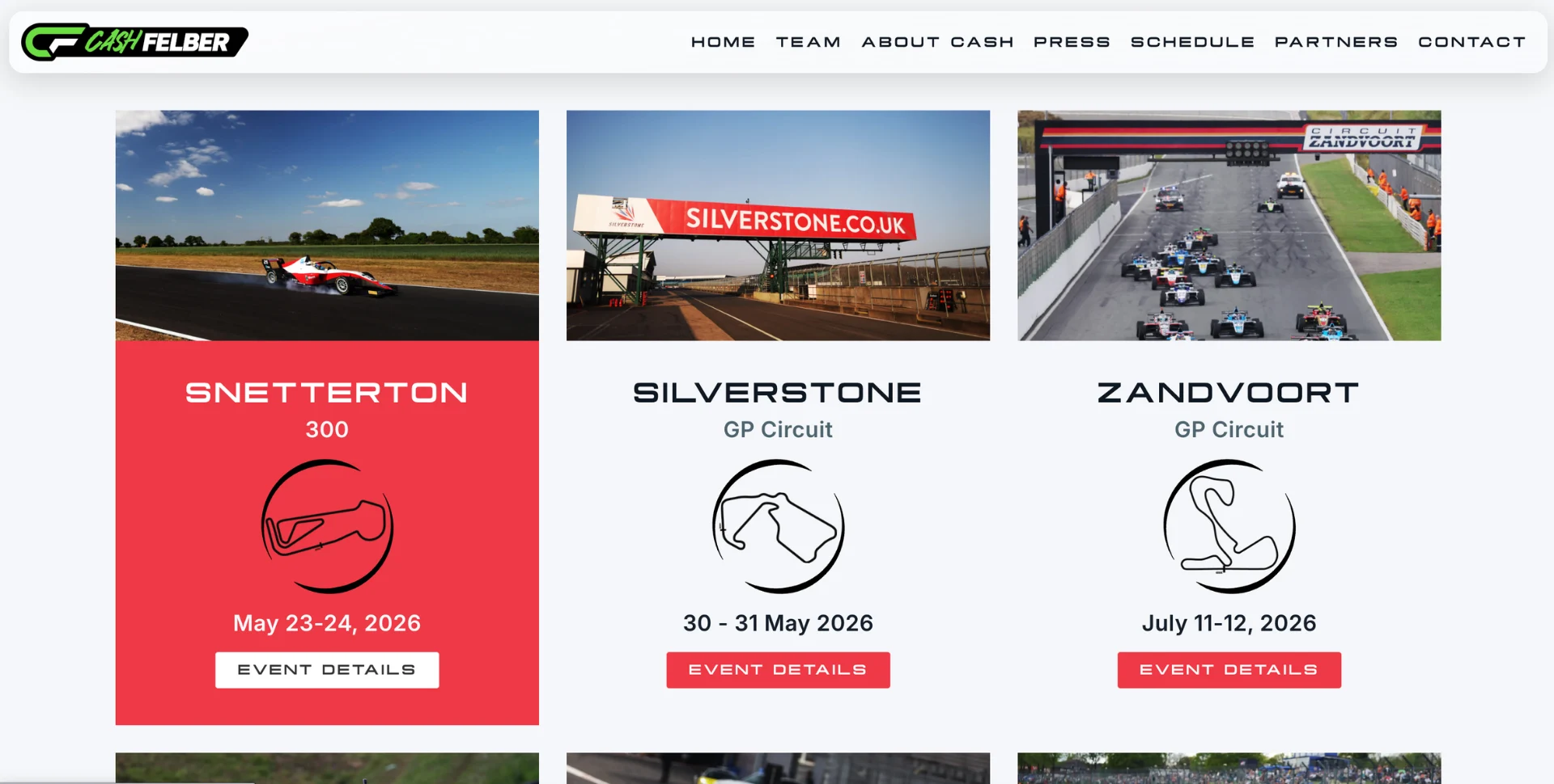 Cash Felber F4 Driver Full Race Schedule