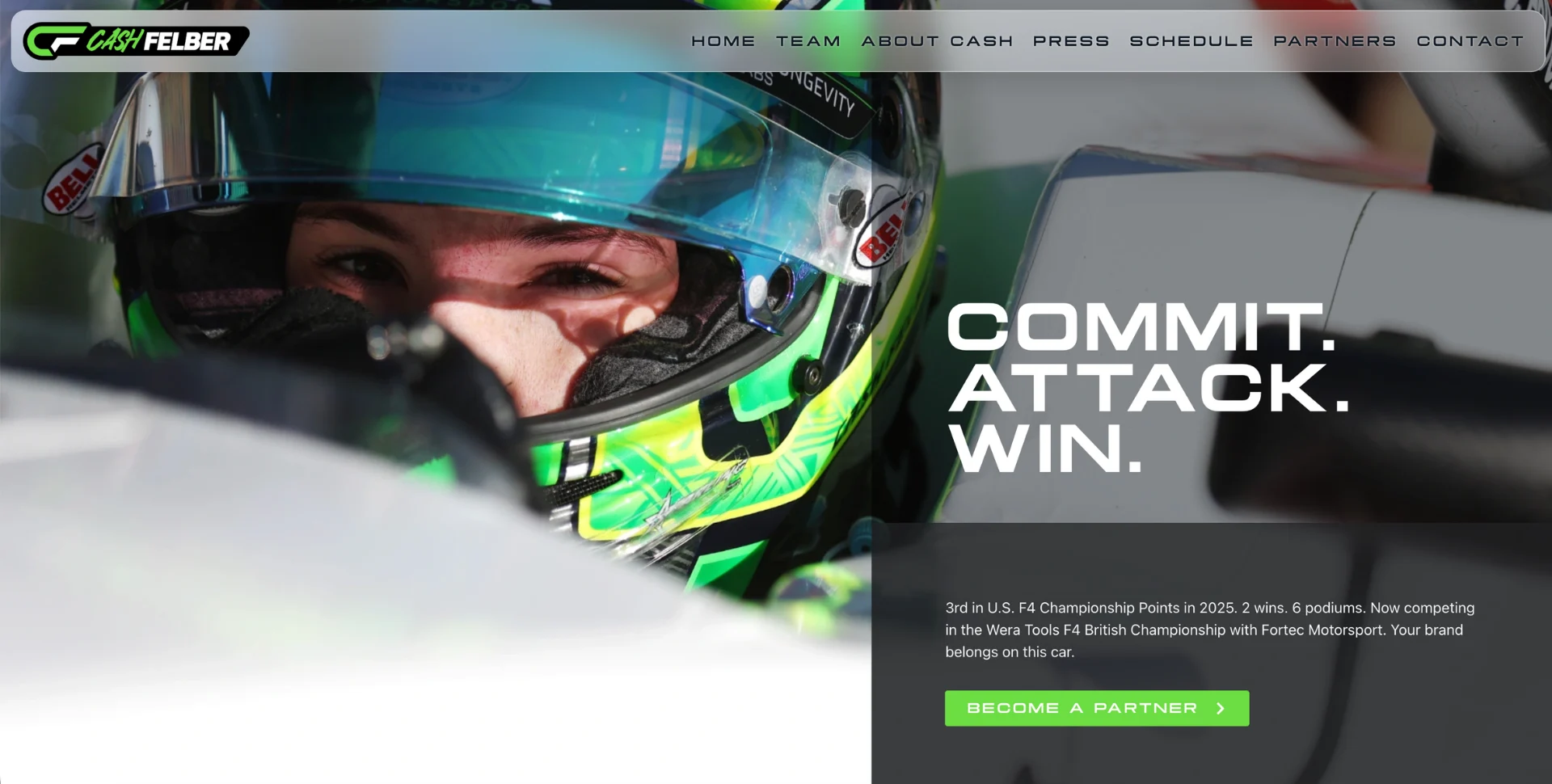 Cash Felber F4 Driver Hero Section