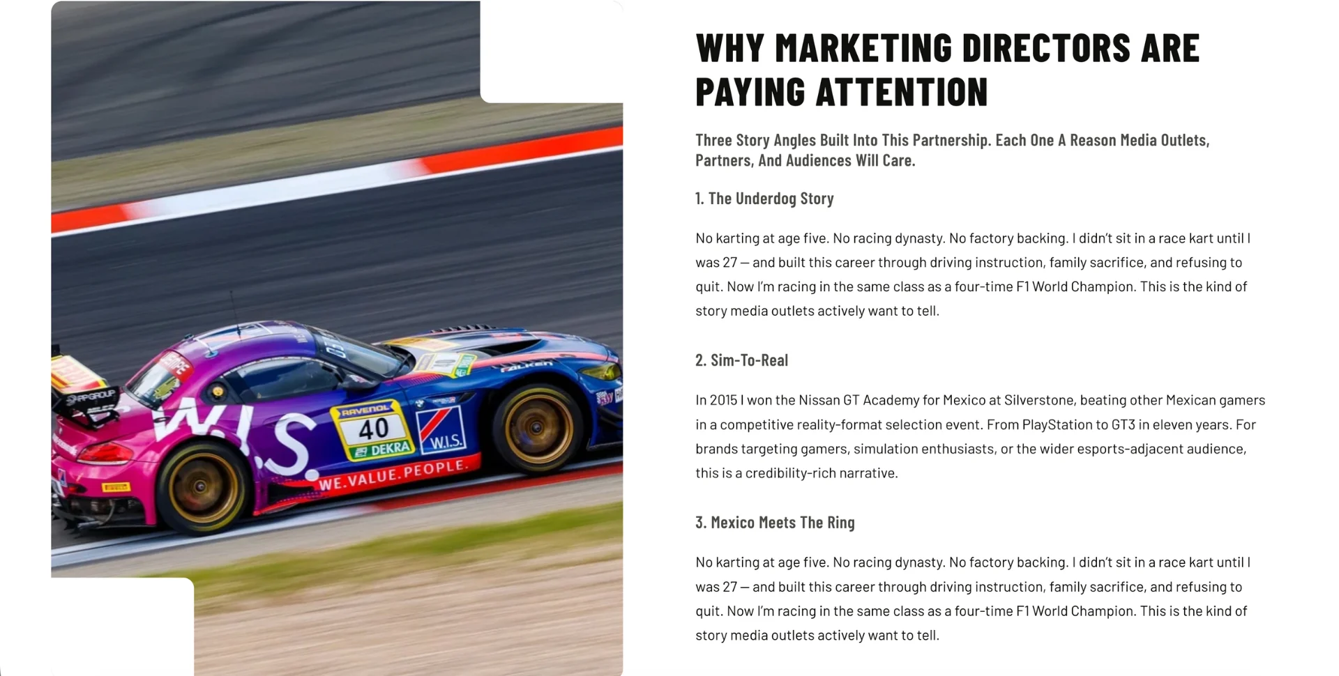 Juan Carlos Carmona GT3 Driver and Instructor Partner