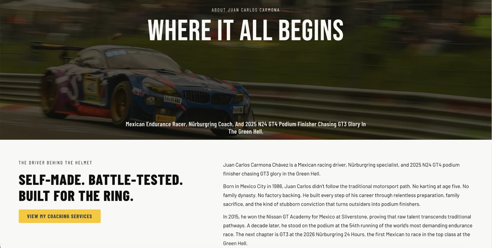 Juan Carlos Carmona GT3 Driver and Instructor about